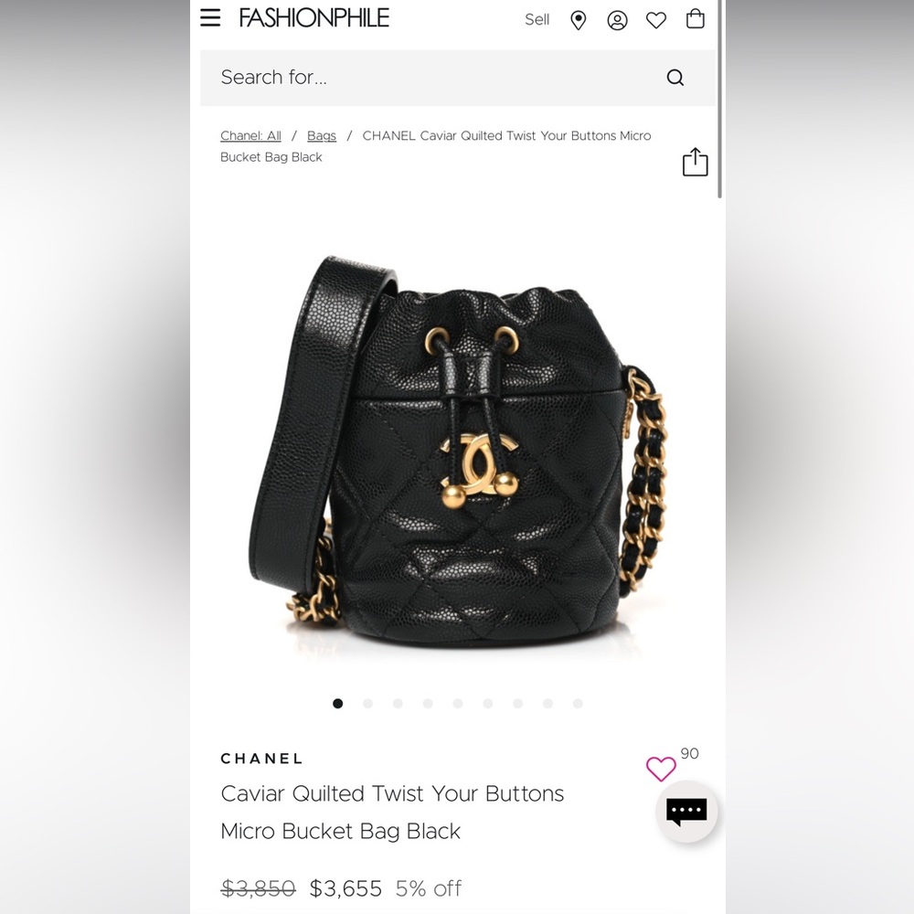 Authentic Chanel Micro Medallion Drawstring Cavia… - image 2
